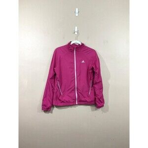 Adidas Womens Windbreaker Jacket M Pink Barbie Y2K Vented Athleisure 3 Stripes